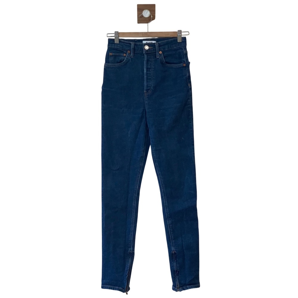 RE/DONE High Waisted‎ Zipper Ankle Blue Denim Jeans Womens Size 26 
*FLAWED*